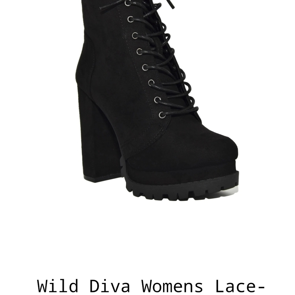 Wild Diva Women's Charcoal Lace-Up Boots